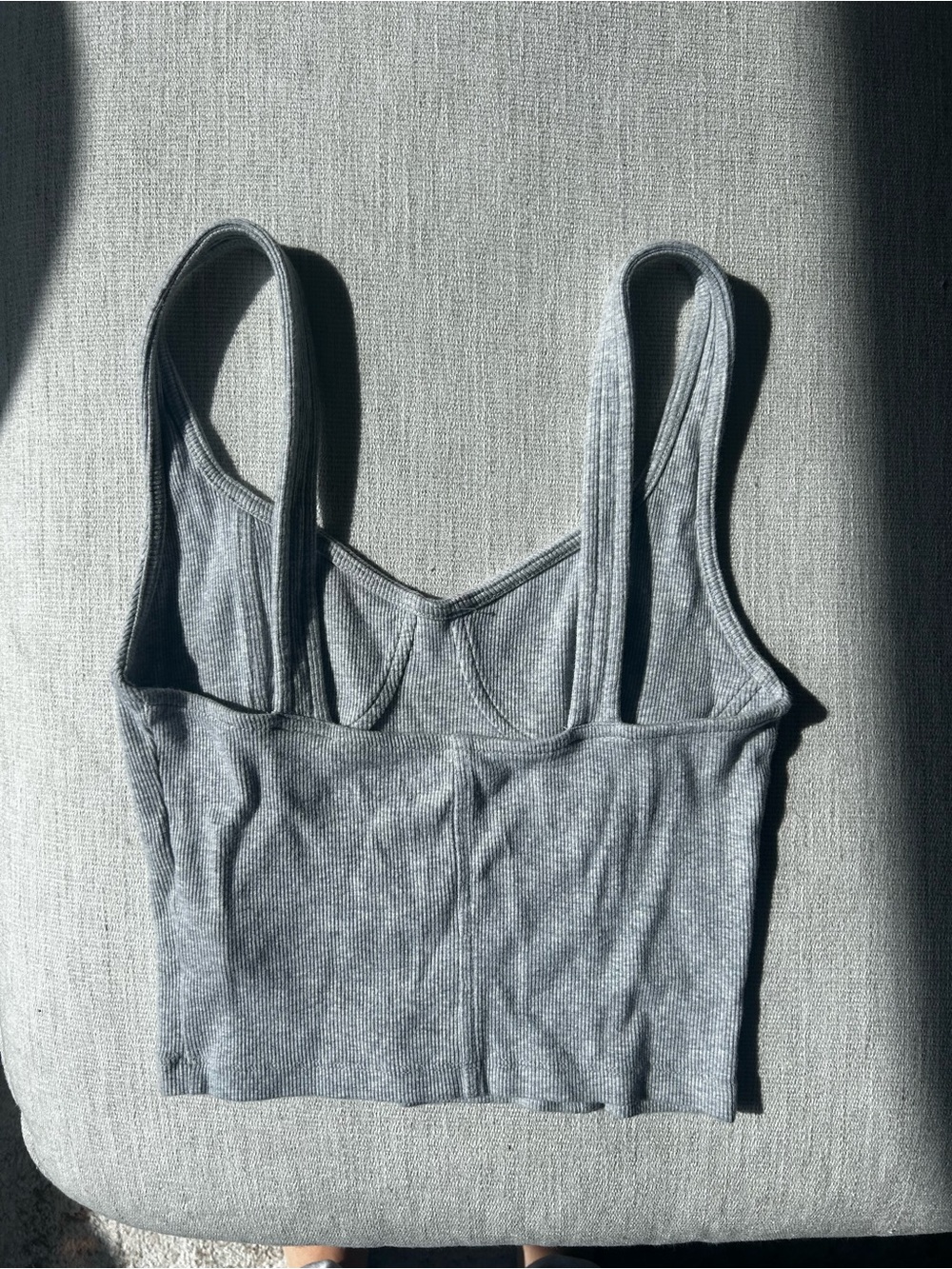 Aerie Grey Ribbed Crop Top - Picture 2 of 3